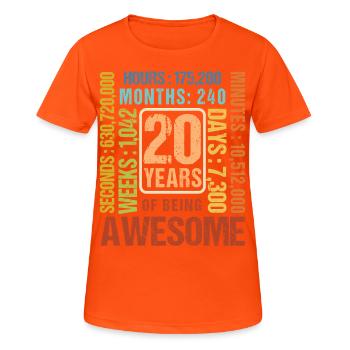 20 years old! Birthday Gift 20th Birthday - Women's Breathable T-Shirt - neon orange - Front - AI Model Female 172 dark (172cm)