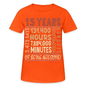 15 years old! Birthday Gift 15th Birthday - Women's Breathable T-Shirt - neon orange - Front - AI Model Female 172 dark (172cm)