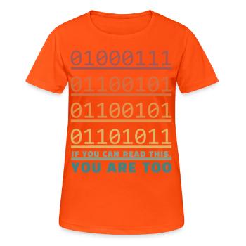 Science Nerd Physique Étudiant Blagues Geek - T-shirt respirant Femme - orange néon - Devant - AI Model Female 172 dark (172cm)