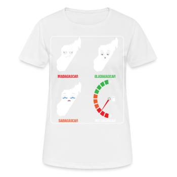 Madagascar Stimmungslevel Glücklich bis Ohne Sprit - Frauen T-Shirt atmungsaktiv - Weiß - Vorne - AI Model Female 172 dark (172cm)