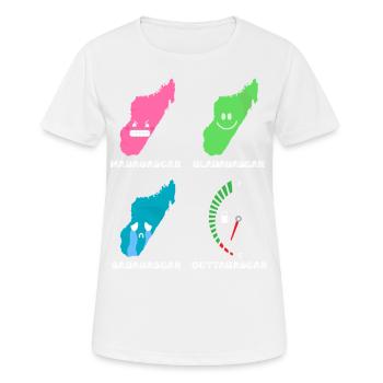 Madagascar Stimmungslevel Glücklich bis Ohne Sprit - Frauen T-Shirt atmungsaktiv - Weiß - Vorne - AI Model Female 172 dark (172cm)