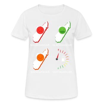 Madagascar Stimmungslevel Glücklich bis Ohne Sprit - Frauen T-Shirt atmungsaktiv - Weiß - Vorne - AI Model Female 172 dark (172cm)