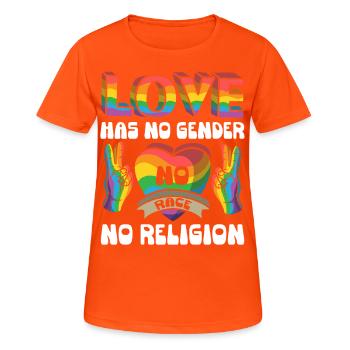 Nice "Against Racism" - Women's Breathable T-Shirt - neon orange - Front - AI Model Female 172 dark (172cm)