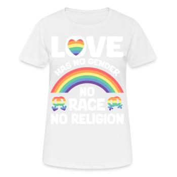 Contre le racisme ! Pour la politique, les droits de l’homme, l’amour - T-shirt respirant Femme - blanc - Devant - AI Model Female 172 dark (172cm)