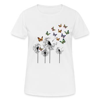Pusteblume und Schmetterlinge - Frauen T-Shirt atmungsaktiv - Weiß - Vorne - AI Model Female 172 dark (172cm)