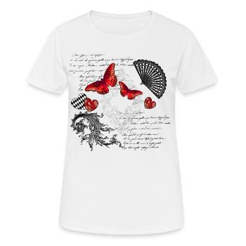 Schmetterlinge romantisch - Frauen T-Shirt atmungsaktiv - Weiß - Vorne - AI Model Female 172 dark (172cm)