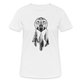 Loup attrape-rêves - T-shirt respirant Femme - blanc - Devant - AI Model Female 172 dark (172cm)