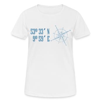 Coordonnées des cadeaux de Hambourg - T-shirt respirant Femme - blanc - Devant - AI Model Female 172 dark (172cm)