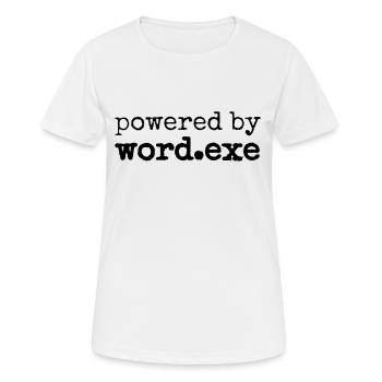 CS:GO powered by word.exe Meme - Frauen T-Shirt atmungsaktiv - Weiß - Vorne - AI Model Female 172 dark (172cm)