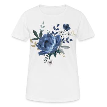 Fleurs bleues - T-shirt respirant Femme - blanc - Devant - AI Model Female 172 dark (172cm)