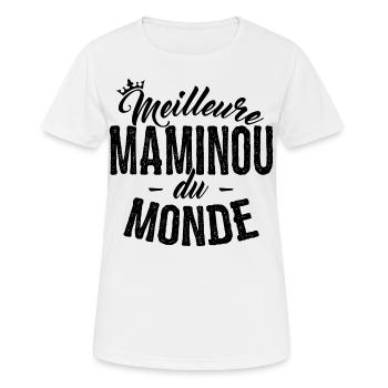 Cadeau Maminou Meilleure Maminou du Monde - T-shirt respirant Femme - blanc - Devant - AI Model Female 172 dark (172cm)