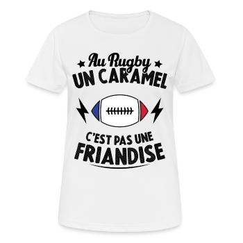 Au Rugby Un Caramel C'est Pas Une Friandise - T-shirt respirant Femme - blanc - Devant - AI Model Female 172 dark (172cm)