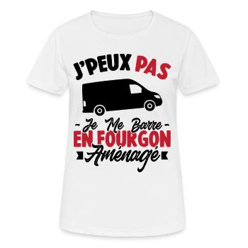 J'peux pas j'me barre en fourgon aménagé - T-shirt respirant Femme - blanc - Devant - AI Model Female 172 dark (172cm)