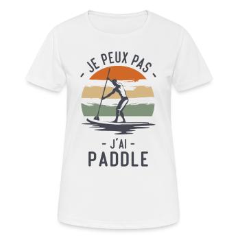 Je peux pas j'ai Paddle humour cadeau - T-shirt respirant Femme - blanc - Devant - AI Model Female 172 dark (172cm)