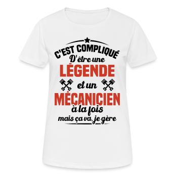 Legende et Mécanicien, Humour Cadeau Mécanicien - T-shirt respirant Femme - blanc - Devant - AI Model Female 172 dark (172cm)