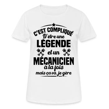 Legende et Mécanicien, Humour Cadeau Mécanicien - T-shirt respirant Femme - blanc - Devant - AI Model Female 172 dark (172cm)