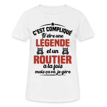 Legende et Routier, Cadeau chauffeur routier - T-shirt respirant Femme - blanc - Devant - AI Model Female 172 dark (172cm)