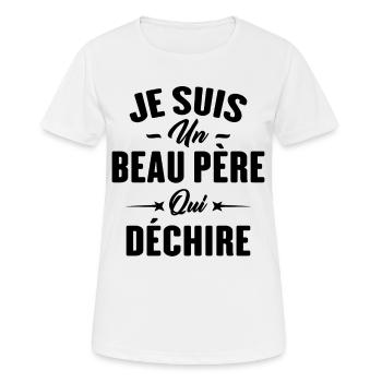 Je suis un beau père qui déchire, Cadeau beau père - T-shirt respirant Femme - blanc - Devant - AI Model Female 172 dark (172cm)