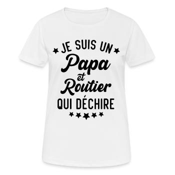 Un Papa Et Routier Qui Déchire Cadeau Chauffeur - T-shirt respirant Femme - blanc - Devant - AI Model Female 172 dark (172cm)