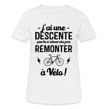 J'ai une Descente que tu remontera pas à vélo - T-shirt respirant Femme - blanc - Devant - AI Model Female 172 dark (172cm)
