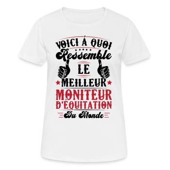 Le meilleur moniteur d'équitation du monde - T-shirt respirant Femme - blanc - Devant - AI Model Female 172 dark (172cm)
