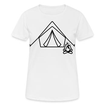 Camping Tent Campfire Icon - Women's Breathable T-Shirt - white - Front - AI Model Female 172 dark (172cm)