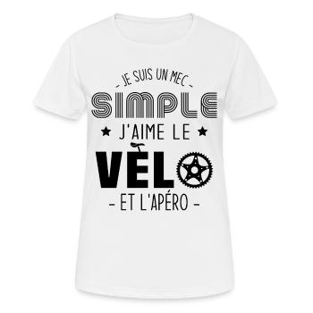 Je suis un mec simple j'aime le vélo et l'apéro - T-shirt respirant Femme - blanc - Devant - AI Model Female 172 dark (172cm)