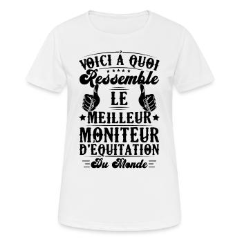 Le meilleur moniteur d'équitation du monde - T-shirt respirant Femme - blanc - Devant - AI Model Female 172 dark (172cm)