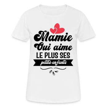Mamie qui aime le plus ses petits enfants - T-shirt respirant Femme - blanc - Devant - AI Model Female 172 dark (172cm)