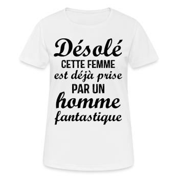 Désolé cette femme est déjà Prise - T-shirt respirant Femme - blanc - Devant - AI Model Female 172 dark (172cm)