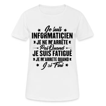 Je suis informaticien, Cadeau Informaticien - T-shirt respirant Femme - blanc - Devant - AI Model Female 172 dark (172cm)