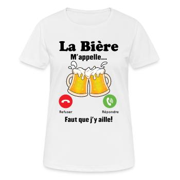 La Bière m'appelle - T-shirt respirant Femme - blanc - Devant - AI Model Female 172 dark (172cm)