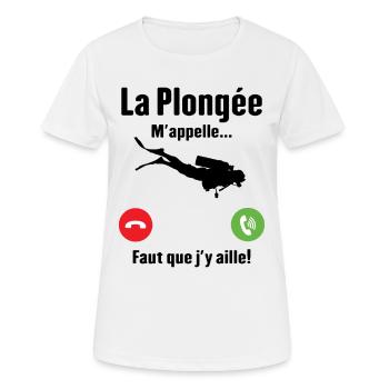 La plongée m'appelle cadeau humour plongeur - T-shirt respirant Femme - blanc - Devant - AI Model Female 172 dark (172cm)