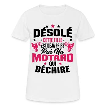 Désolé cette fille est déjà prise par un motard - T-shirt respirant Femme - blanc - Devant - AI Model Female 172 dark (172cm)