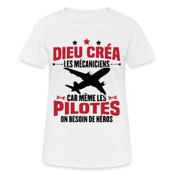 Cadeau humour mécanicien d'avion - T-shirt respirant Femme - blanc - Devant - AI Model Female 172 dark (172cm)