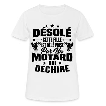 Désolé cette fille est déjà prise par un motard - T-shirt respirant Femme - blanc - Devant - AI Model Female 172 dark (172cm)