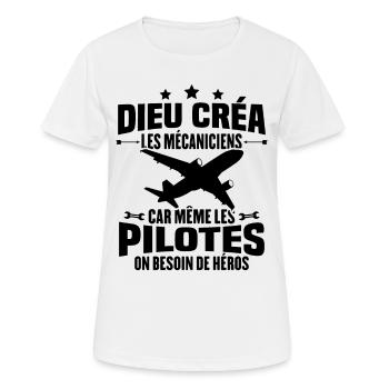 Cadeau humour mécanicien d'avion - T-shirt respirant Femme - blanc - Devant - AI Model Female 172 dark (172cm)
