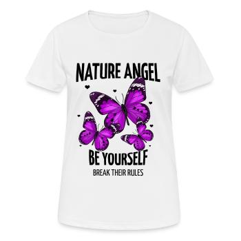 Butterfly - Purple Butterfly with Lettering - Women's Breathable T-Shirt - white - Front - AI Model Female 172 dark (172cm)