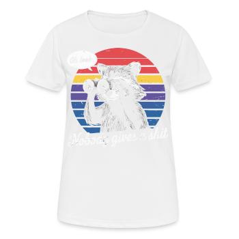 Sarkastischer Waschbär - "Oh schau, es interessiert niemanden" Lustig - Frauen T-Shirt atmungsaktiv - Weiß - Vorne - AI Model Female 172 dark (172cm)
