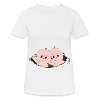 Enfants sortant d'une poche à fermeture éclair - T-shirt respirant Femme - blanc - Devant - AI Model Female 172 dark (172cm)