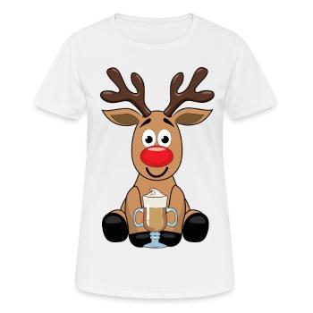 Rudolf Rennes avec chocolat chaud - T-shirt respirant Femme - blanc - Devant - AI Model Female 172 dark (172cm)