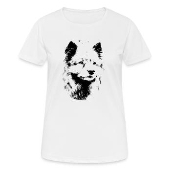 Wolfsspitz Hunderasse - Frauen T-Shirt atmungsaktiv - Weiß - Vorne - AI Model Female 172 dark (172cm)