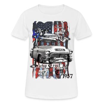 Legendary V8 Pickup Truck CJ 1957 - Frauen T-Shirt atmungsaktiv - Weiß - Vorne - AI Model Female 172 dark (172cm)