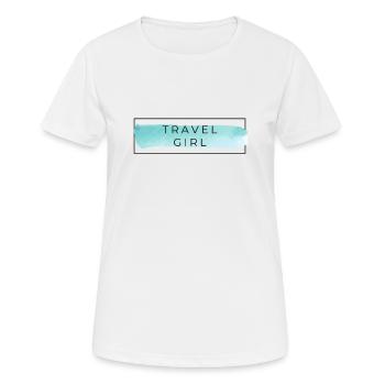 Simple 'Travel Girl' Watercolor Art - Women's Breathable T-Shirt - white - Front - AI Model Female 172 dark (172cm)