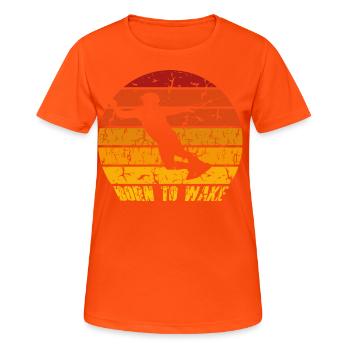 Wakeboarding ski nautique wake board - T-shirt respirant Femme - orange néon - Devant - AI Model Female 172 dark (172cm)