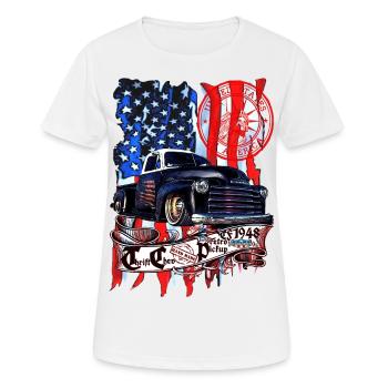 Chevy Vintage V8 Pickup LKW Amerikanisches Design - Frauen T-Shirt atmungsaktiv - Weiß - Vorne - AI Model Female 172 dark (172cm)