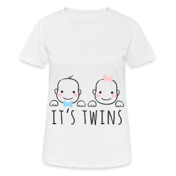 Jumeaux Cadeau Enceinte Maman Bébé Fille Boy - T-shirt respirant Femme - blanc - Devant - AI Model Female 172 dark (172cm)