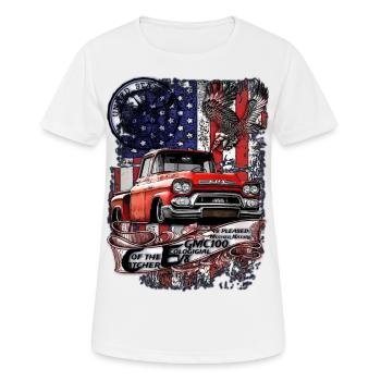 Classic V8 Truck American Flag Eagle - Women's Breathable T-Shirt - white - Front - AI Model Female 172 dark (172cm)
