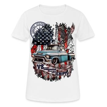 Legendärer V8 LKW auf Amerikanischer Flagge Adler - Frauen T-Shirt atmungsaktiv - Weiß - Vorne - AI Model Female 172 dark (172cm)