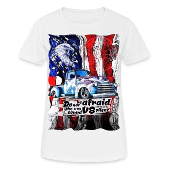 Legendärer V8 Lkw Amerikanische Flagge Adler - Frauen T-Shirt atmungsaktiv - Weiß - Vorne - AI Model Female 172 dark (172cm)